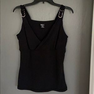 Tribal black comfortable black top. Very slimming.